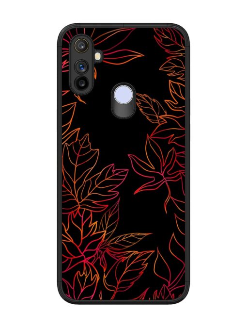 Red Floral Pattern Glossy Metal Phone Cover for Realme Narzo 10A