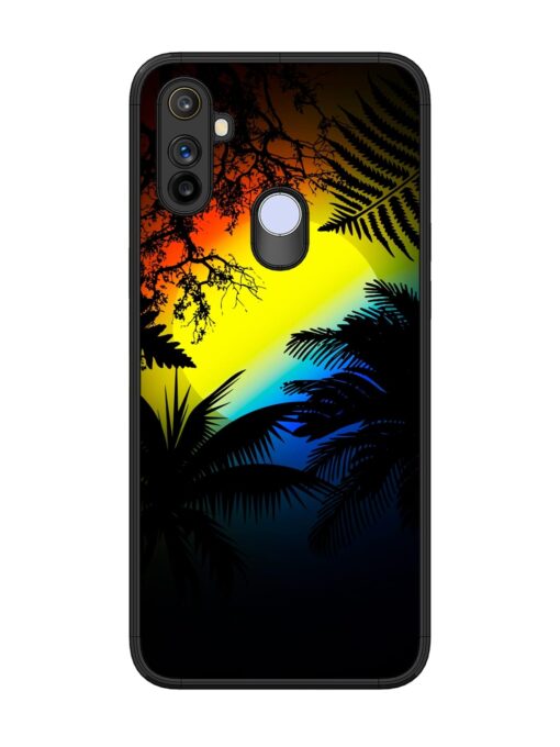 Colorful Sunset With Palm Trees Glossy Metal Phone Cover for Realme Narzo 10A