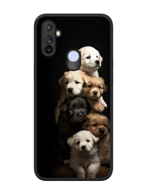 Cute Baby Dogs Glossy Metal Phone Cover for Realme Narzo 10A