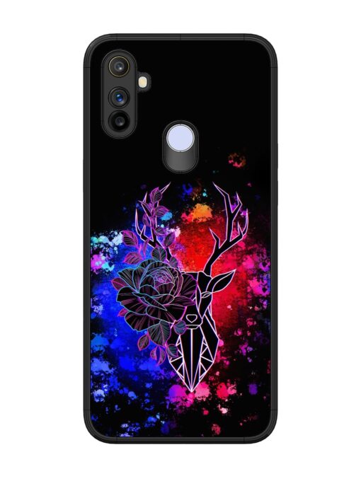 Floral Deer Art Glossy Metal Phone Cover for Realme Narzo 10A