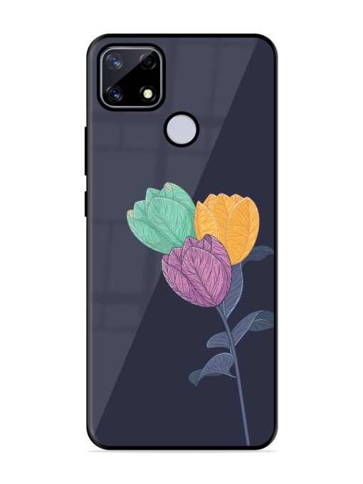 Flower Vector Glossy Metal Phone Cover for Realme Narzo 20