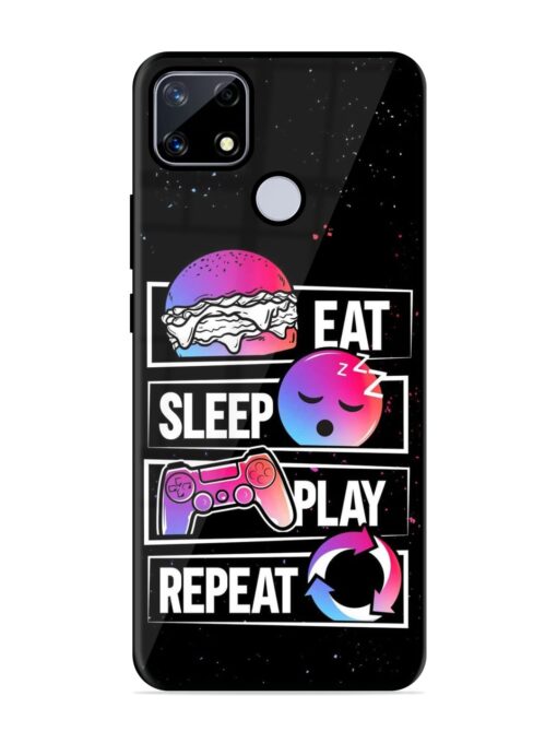 Eat Sleep Play Repeat Glossy Metal Phone Cover for Realme Narzo 20