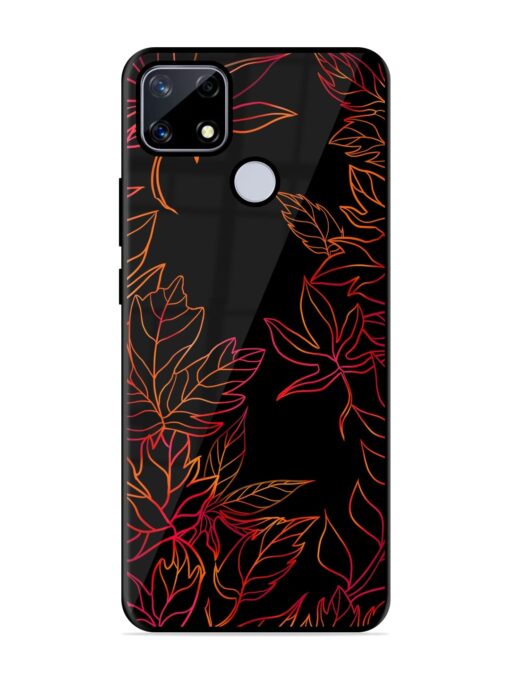 Red Floral Pattern Glossy Metal Phone Cover for Realme Narzo 20 Zapvi