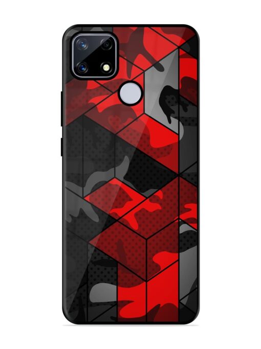 Royal Red Camouflage Pattern Glossy Metal Phone Cover for Realme Narzo 20 Zapvi