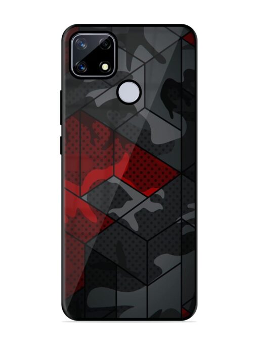 Red And Grey Pattern Glossy Metal Phone Cover for Realme Narzo 20 Zapvi