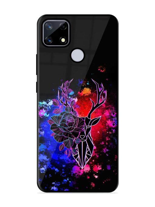 Floral Deer Art Glossy Metal Phone Cover for Realme Narzo 20