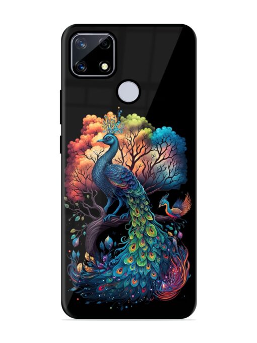 Peacock Tree Art Glossy Metal Phone Cover for Realme Narzo 20