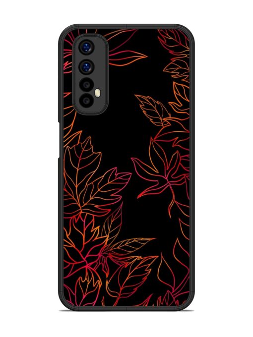 Red Floral Pattern Glossy Metal Phone Cover for Realme Narzo 20 Pro