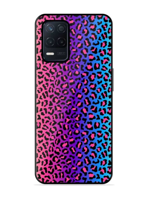 Colorful Leopard Seamless Glossy Metal Phone Cover for Realme Narzo 30 (5G)