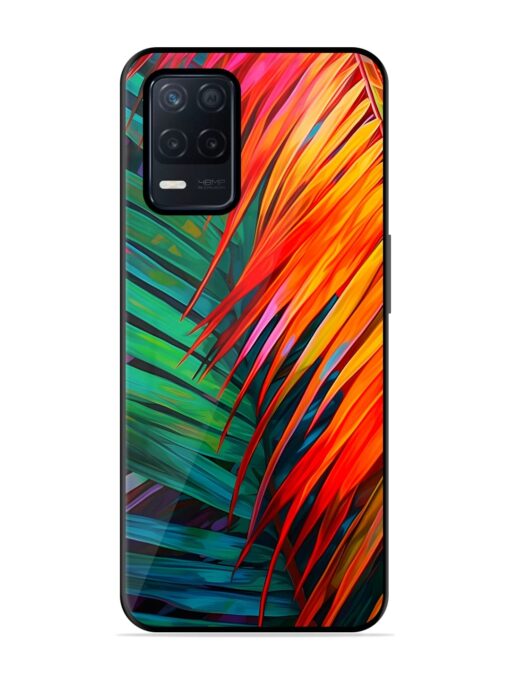 Painted Tropical Leaves Glossy Metal Phone Cover for Realme Narzo 30 (5G) Zapvi