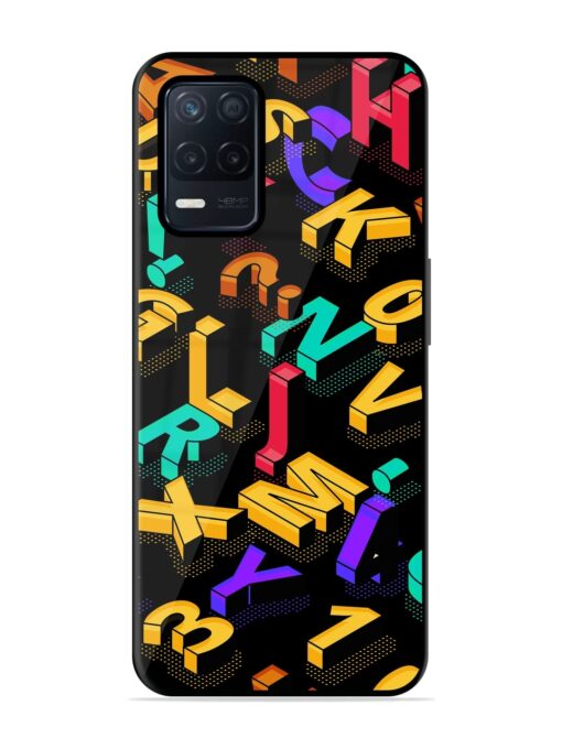 Seamless Pattern With Letters Glossy Metal Phone Cover for Realme Narzo 30 (5G)