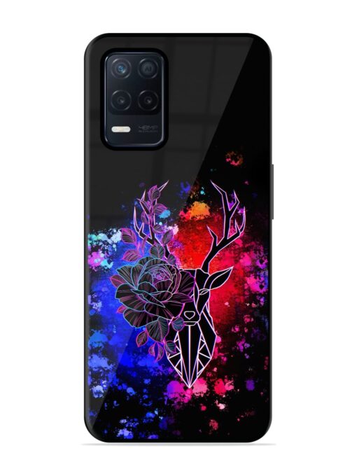 Floral Deer Art Glossy Metal Phone Cover for Realme Narzo 30 (5G) Zapvi