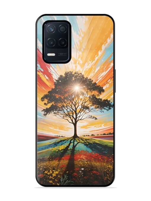 Abstract Tree Colorful Art Glossy Metal Phone Cover for Realme Narzo 30 (5G) Zapvi