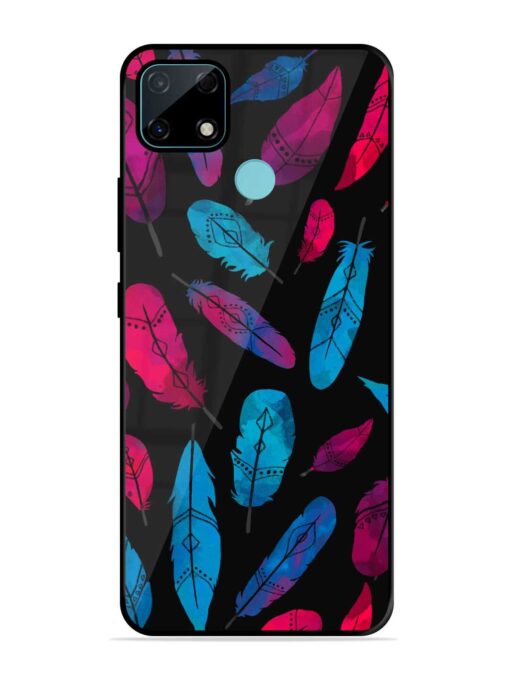 Feather Art Glossy Metal Phone Cover for Realme Narzo 30A Zapvi