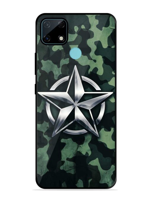 Indian Army Star Design Glossy Metal Phone Cover for Realme Narzo 30A