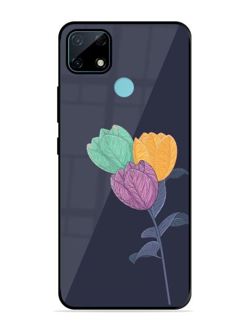 Flower Vector Glossy Metal Phone Cover for Realme Narzo 30A Zapvi