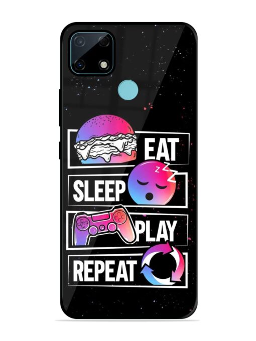 Eat Sleep Play Repeat Glossy Metal Phone Cover for Realme Narzo 30A