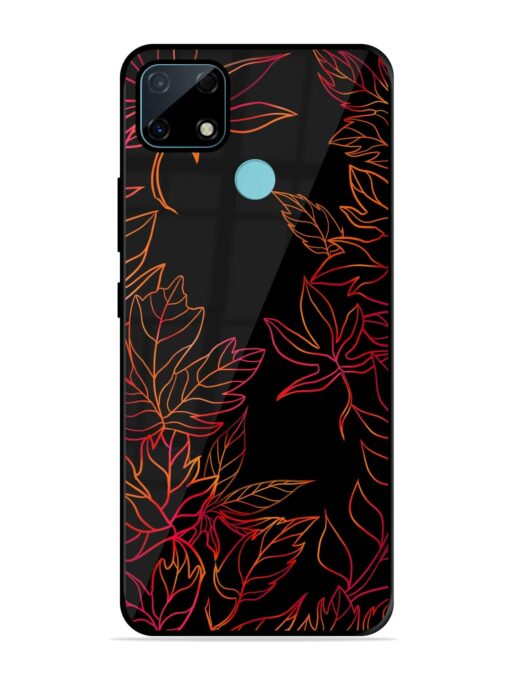 Red Floral Pattern Glossy Metal Phone Cover for Realme Narzo 30A