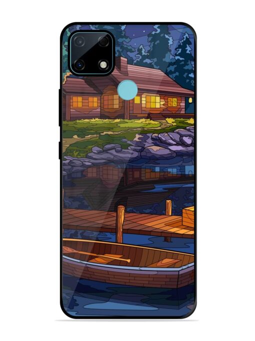 Village Night Scene Glossy Metal Phone Cover for Realme Narzo 30A Zapvi