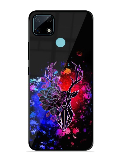 Floral Deer Art Glossy Metal Phone Cover for Realme Narzo 30A Zapvi