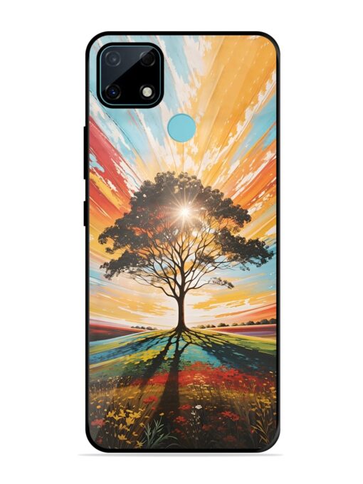 Abstract Tree Colorful Art Glossy Metal Phone Cover for Realme Narzo 30A Zapvi