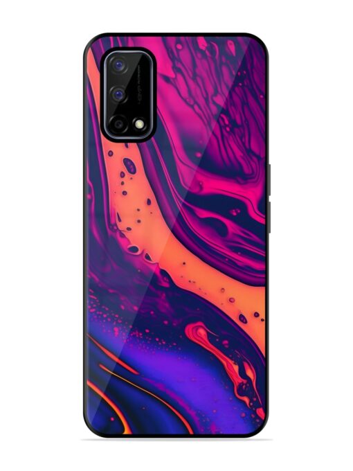 Fluid Blue Pink Art Glossy Metal Phone Cover for Realme Narzo 30 Pro (5G)