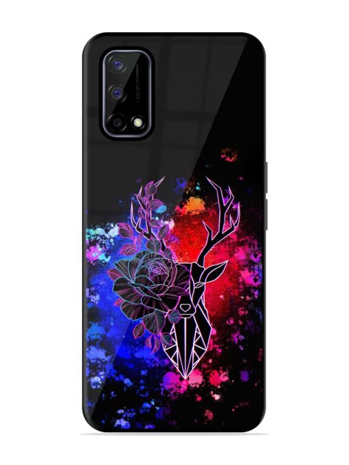 Floral Deer Art Glossy Metal Phone Cover for Realme Narzo 30 Pro (5G)