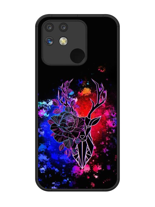 Floral Deer Art Glossy Metal Phone Cover for Realme Narzo 50A Zapvi