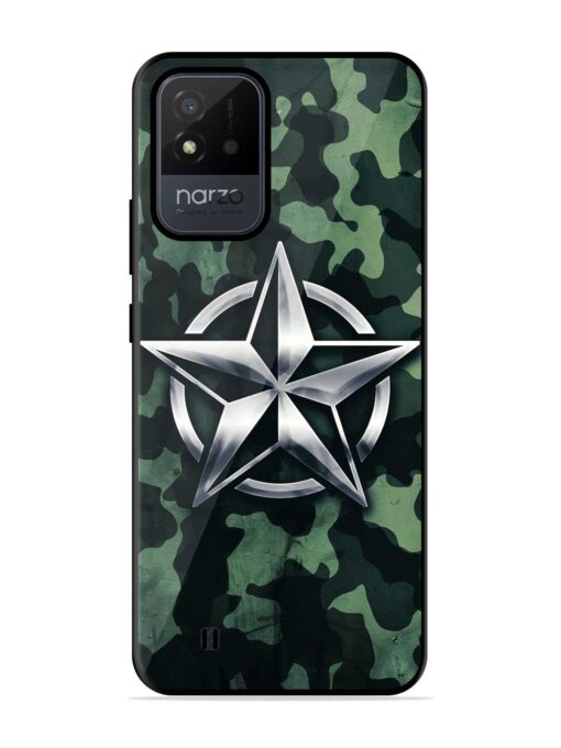 Indian Army Star Design Glossy Metal Phone Cover for Realme Narzo 50I