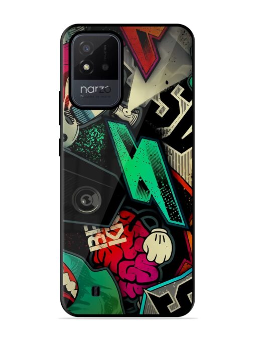 Graffiti Art Glossy Metal Phone Cover for Realme Narzo 50I