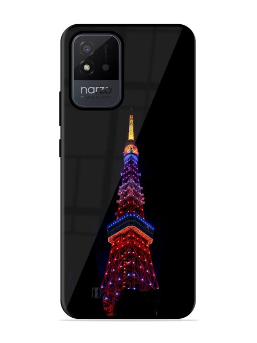 Eiffel Tower Night View Glossy Metal Phone Cover for Realme Narzo 50I Zapvi