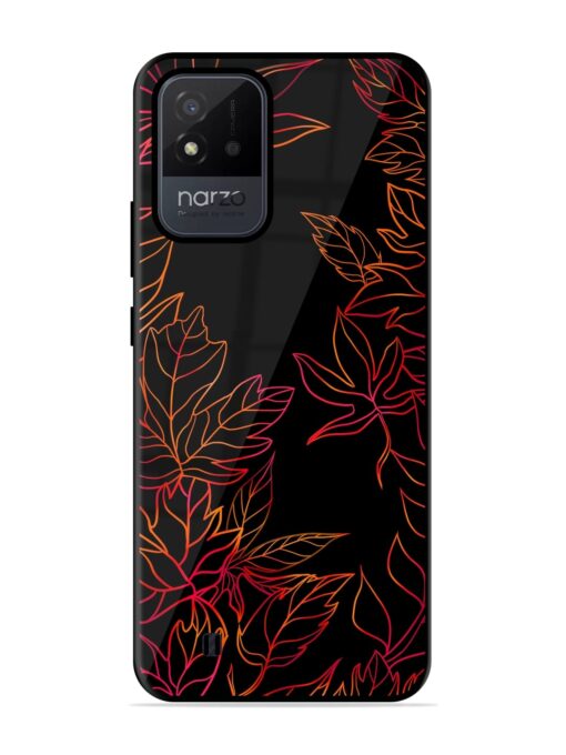 Red Floral Pattern Glossy Metal Phone Cover for Realme Narzo 50I Zapvi