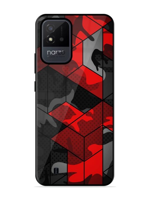 Royal Red Camouflage Pattern Glossy Metal Phone Cover for Realme Narzo 50I