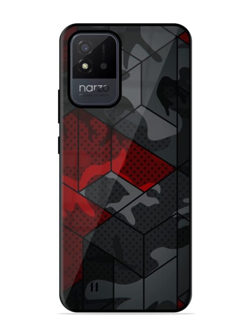 Red And Grey Pattern Glossy Metal Phone Cover for Realme Narzo 50I Zapvi