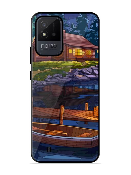 Village Night Scene Glossy Metal Phone Cover for Realme Narzo 50I Zapvi