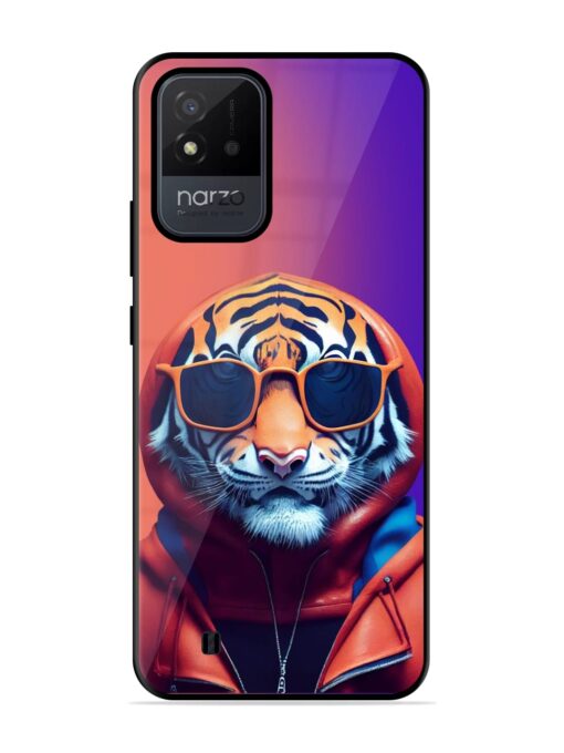 Tiger Animation Glossy Metal Phone Cover for Realme Narzo 50I