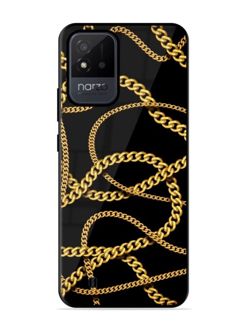 Decorative Golde Chain Glossy Metal Phone Cover for Realme Narzo 50I Zapvi