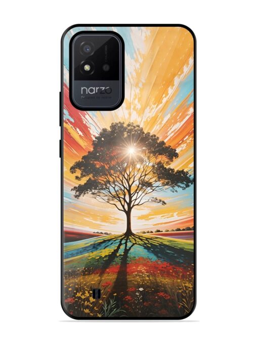 Abstract Tree Colorful Art Glossy Metal Phone Cover for Realme Narzo 50I Zapvi