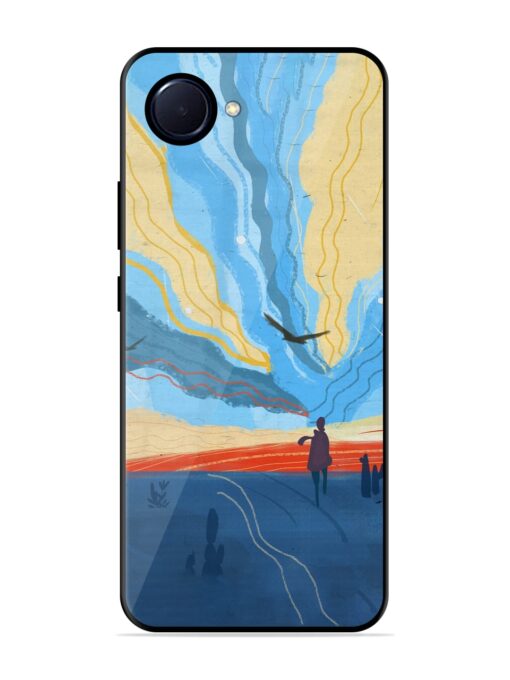 Minimal Abstract Landscape Glossy Metal Phone Cover for Realme Narzo 50I Prime Zapvi