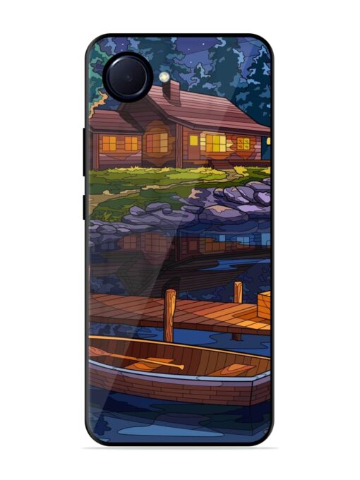 Village Night Scene Glossy Metal Phone Cover for Realme Narzo 50I Prime Zapvi