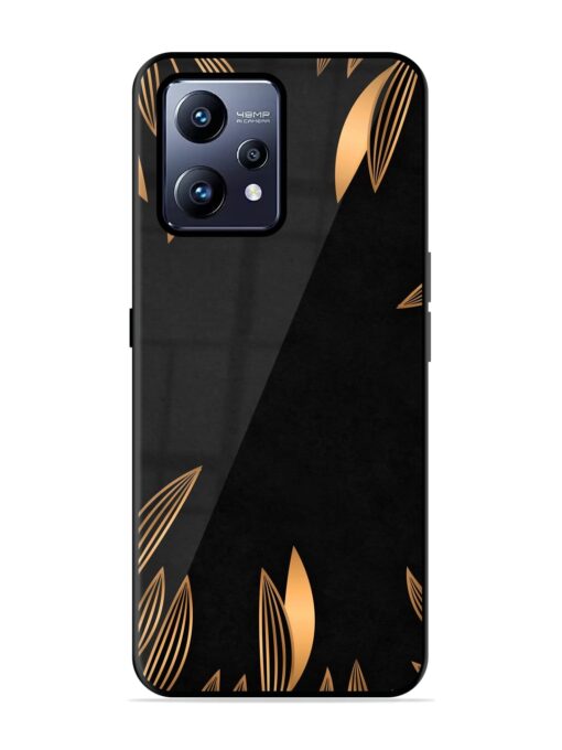 Golden Leaf Pattern Glossy Metal Phone Cover for Realme Narzo 50 Pro Zapvi