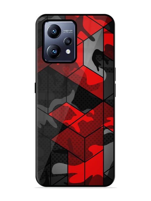 Royal Red Camouflage Pattern Glossy Metal Phone Cover for Realme Narzo 50 Pro Zapvi