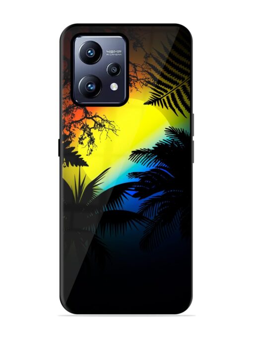 Colorful Sunset With Palm Trees Glossy Metal Phone Cover for Realme Narzo 50 Pro Zapvi