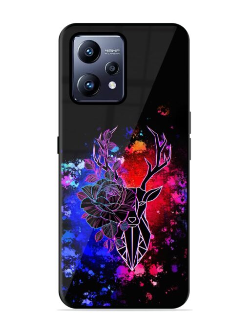 Floral Deer Art Glossy Metal Phone Cover for Realme Narzo 50 Pro