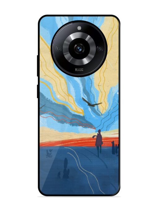 Minimal Abstract Landscape Glossy Metal Phone Cover for Realme Narzo 60 (5G) Zapvi