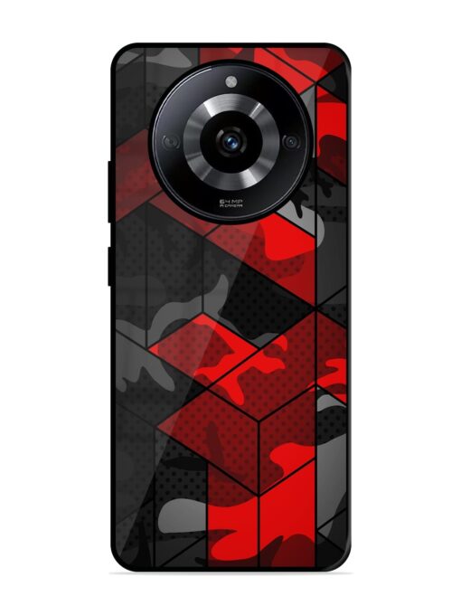 Royal Red Camouflage Pattern Glossy Metal Phone Cover for Realme Narzo 60 (5G) Zapvi