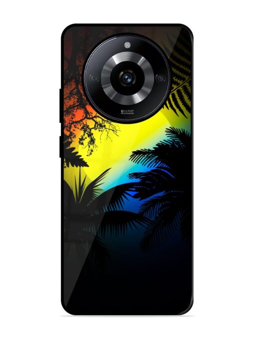 Colorful Sunset With Palm Trees Glossy Metal Phone Cover for Realme Narzo 60 (5G) Zapvi