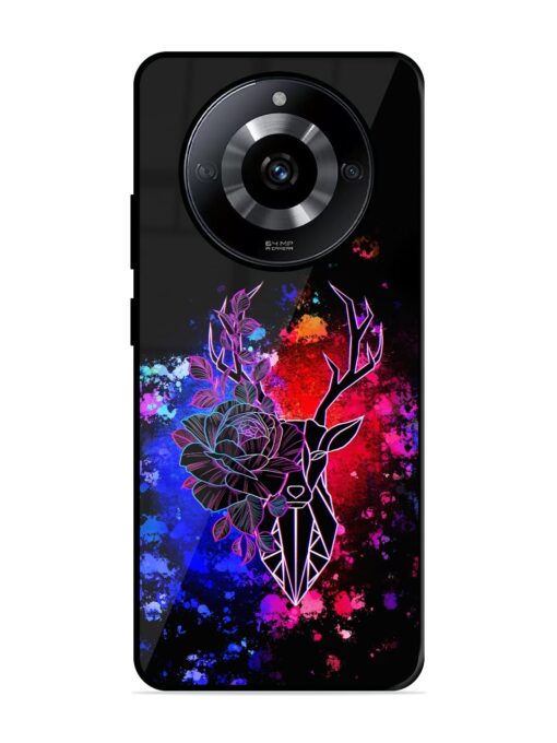 Floral Deer Art Glossy Metal Phone Cover for Realme Narzo 60 (5G)