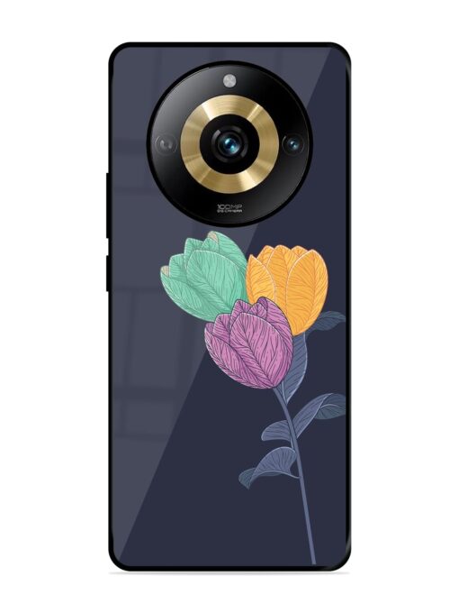 Flower Vector Glossy Metal Phone Cover for Realme Narzo 60 Pro (5G)