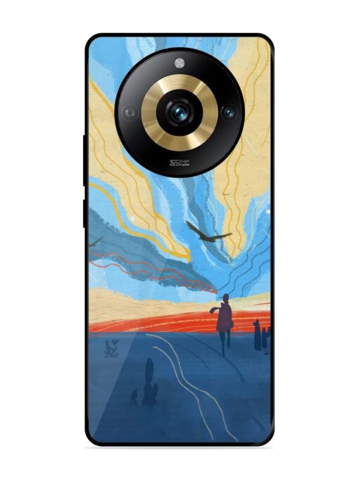 Minimal Abstract Landscape Glossy Metal Phone Cover for Realme Narzo 60 Pro (5G)